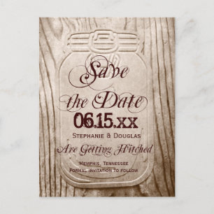 Country Mason Jar Rustikale Save the Date Postkart Ankündigungspostkarte