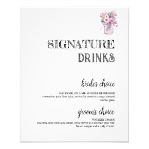 Country Mason Jar Signature Drinks Hochzeit Bar Fotodruck