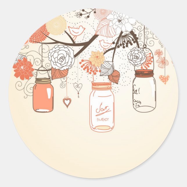 Country Mason Jar Sticker Orange (Vorderseite)