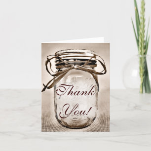 Country Mason Jar Wedding Dankeschön Karten