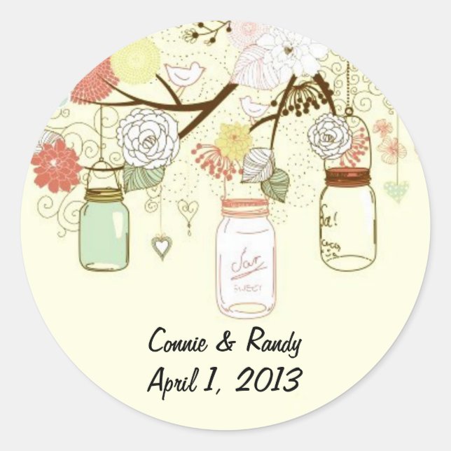Country Mason Jar Wedding Stickers (Vorderseite)