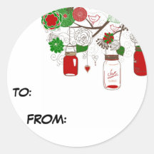 Country Mason Jar Weihnachtsgeschenk Tag Sticker