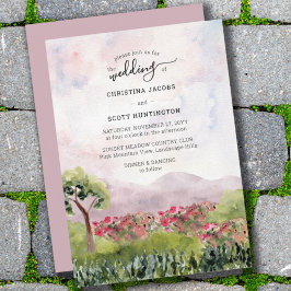 Country Meadow Watercolor Dusty Rose Hochzeit Einladung