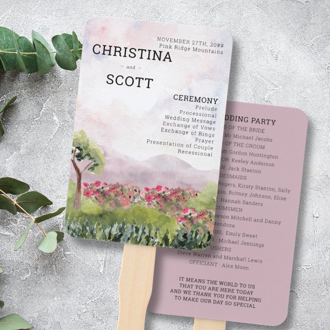 Country Meadow Watercolor Dusty Rose Program Fächer (Von Creator hochgeladen)