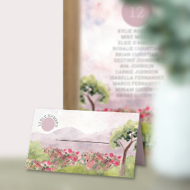 Country Meadow Watercolor Hochzeit Dusty Rose Platzkarte