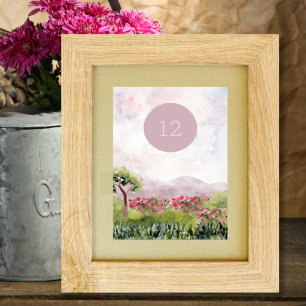 Country Meadow Watercolor Wedtable Tischnummer