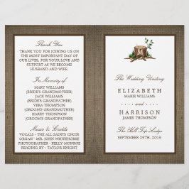 Country Monogram Tree & Burlap Wedding Programm
