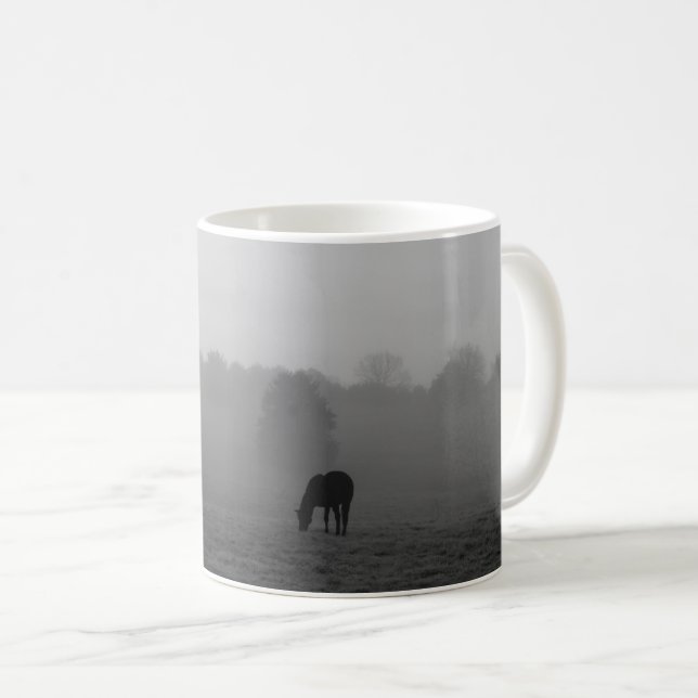 Country Morning Graustufen Coffee Tasse (VorderseiteRechts)