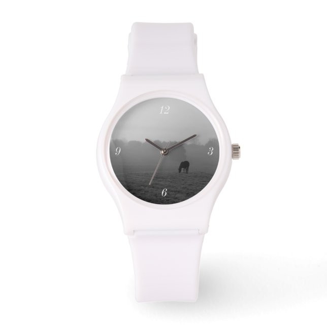 Country Morning Grayscale Armbanduhr (Vorderseite)