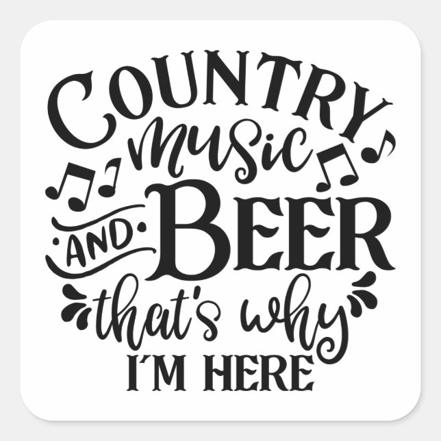 Country Music and Ber Country Music Ideas Quadratischer Aufkleber (Vorderseite)