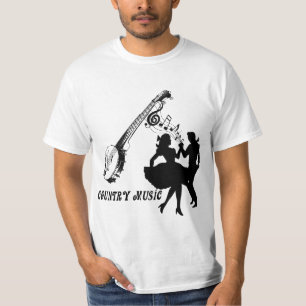 Country Music Banjo Square Dancer Silhouette Art T-Shirt