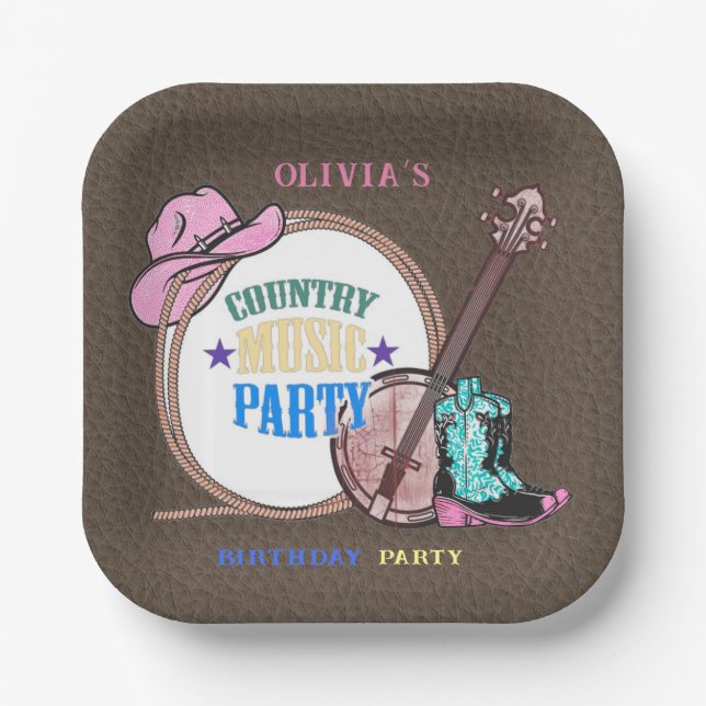 Country Music Birthday Party Pappteller (Vorderseite)