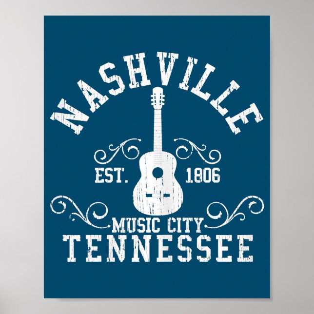 Country Music City Nashville Gitarre Tennessee Poster (Vorne)
