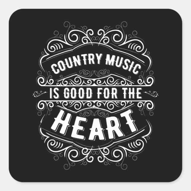 Country Music Gift Women Music Lover Country Music Quadratischer Aufkleber (Vorderseite)