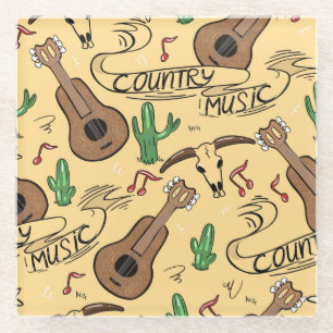 Country Music Gitarre Cactus Pattern Glasuntersetzer