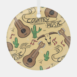 Country Music Gitarre Cactus Pattern Ornament Aus Glas