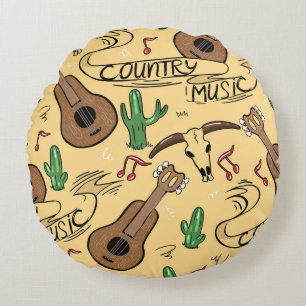 Country Music Gitarre Cactus Pattern Rundes Kissen