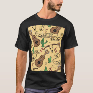 Country Music Gitarre Cactus Pattern T-Shirt