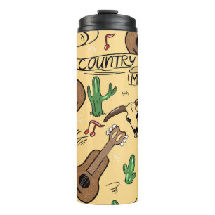 Country Music Gitarre Cactus Pattern Thermosbecher