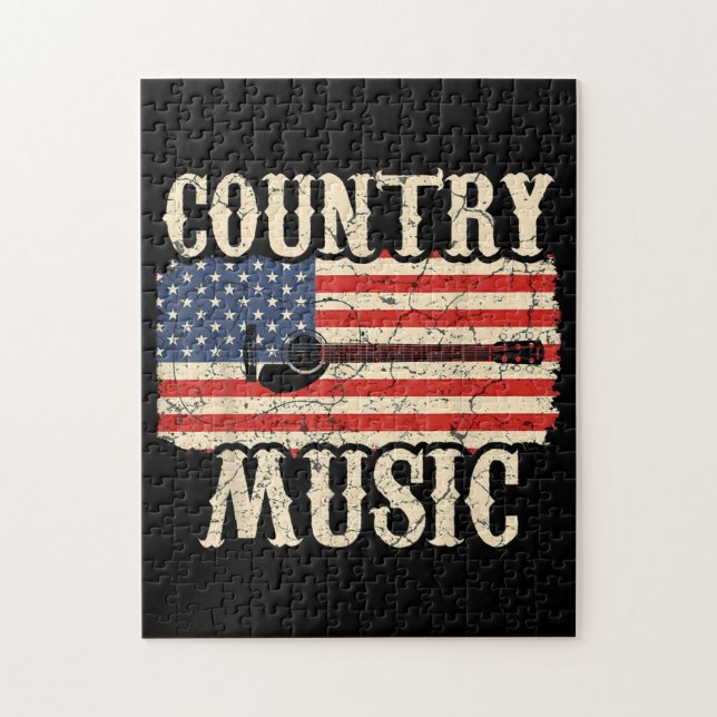Country Music Guitar American Flag Geschenk Puzzle (Vertikal)