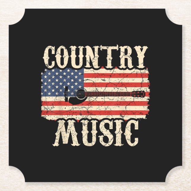 Country Music Guitar American Flag Geschenk Untersetzer (Vorderseite)
