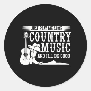 Country Music ong Western Girl Runder Aufkleber