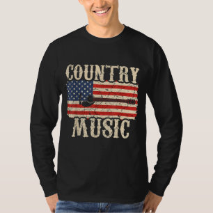 Country Music Retro Vintag Guitar American Flag T-Shirt