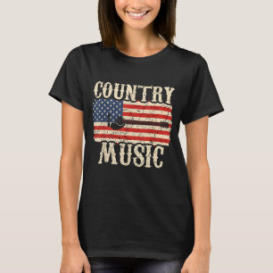 Country Music Retro Vintag Guitar American Flag T-Shirt