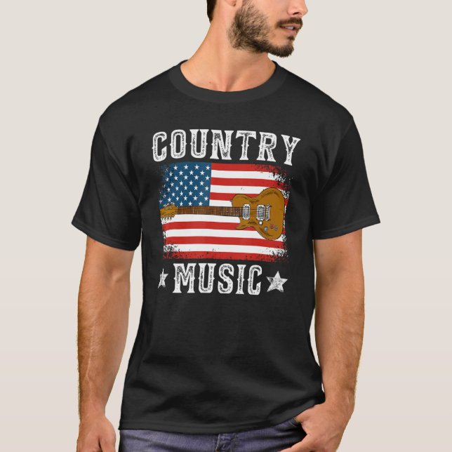 Country Music US Flaggengitarre Patriotic Southern T-Shirt (Vorderseite)
