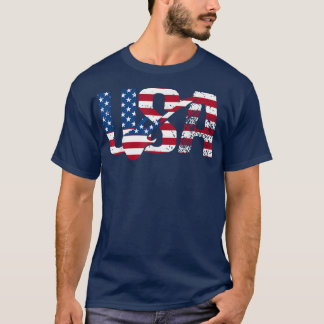 Country Music USA Vintag Guitar American Flag 404 T-Shirt