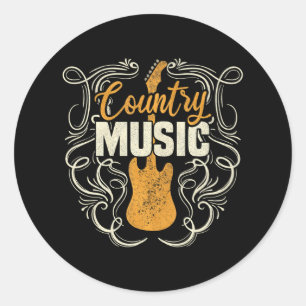 Country-Musik Retro Vintage Gitarre Western Runder Aufkleber