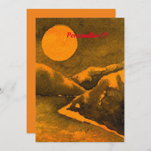 Country Nachtsee mit Jäger- oder Erntemond Einladung