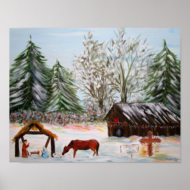 Country Nativity Weihnachtslandschaft Poster (Vorne)
