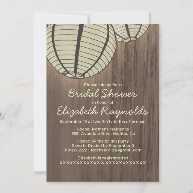 Country Night Light Bridal Dusche Einladungen (Vorderseite)
