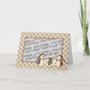 Country Nowel Snowmen Christmas Card Template Feiertagskarte