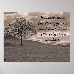 Country Oak Tree Sepia Poster