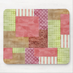 Country Patchwork Chic Pattern Quilblocks Mousepad