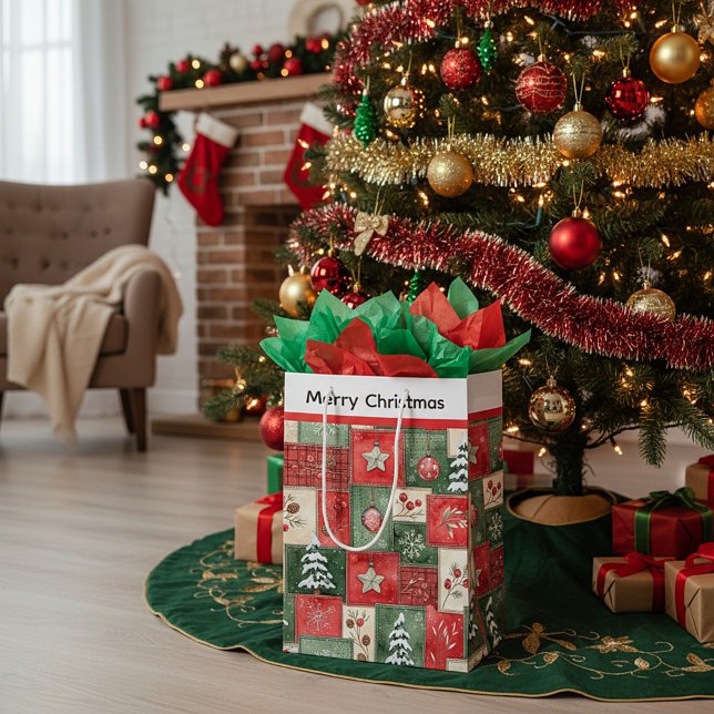 Country patchwork christmas pattern mittlere geschenktüte (Von Creator hochgeladen)