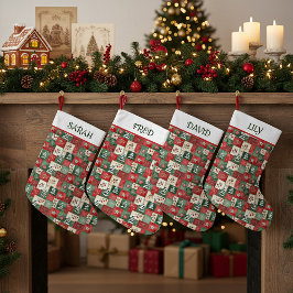 Country patchwork christmas pattern personalized kleiner weihnachtsstrumpf