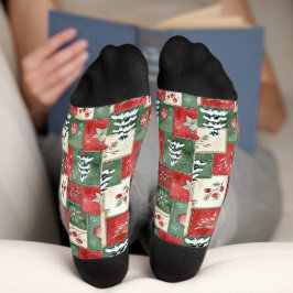Country patchwork christmas pattern socken