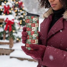 Country patchwork christmas pattern thermosbecher