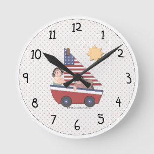 Country Patriotic Wall Clock Runde Wanduhr