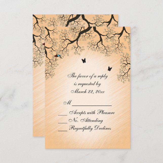 Country Peach Thema Hochzeit RSVP (Vorne/Hinten)