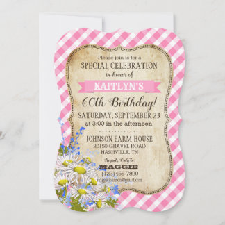 Country Picnic mit Daisy Bouquet zum Geburtstag ei Einladung