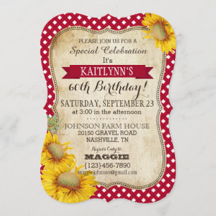 Country Picnic mit Sonnenblumen Birthday Invite Einladung