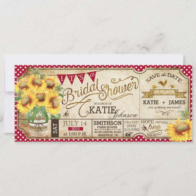 Country Picnic Sonnenblumen Rustikales Brautparty Save The Date (Vorderseite)