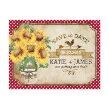 Country Picnic Sunflower Gingham Save the Date