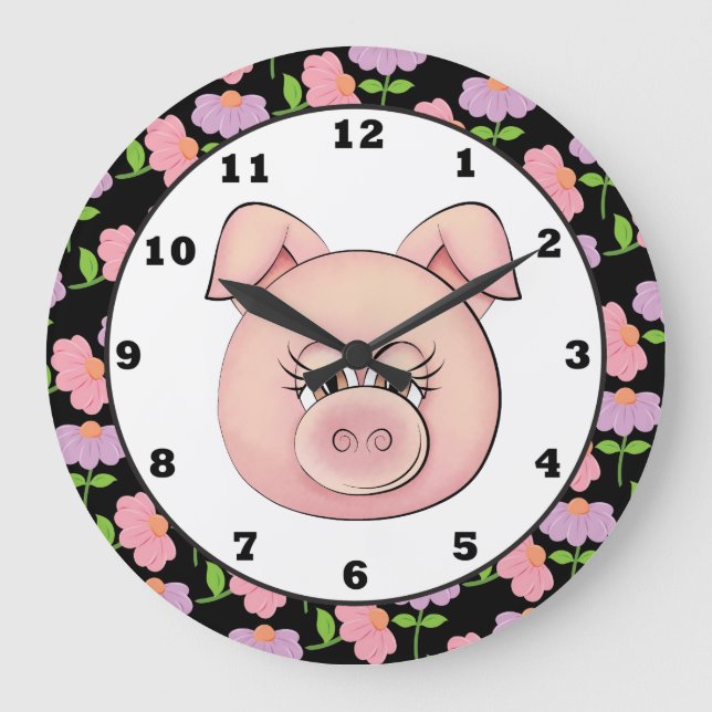 Country Pig Cartoon Wanduhr (Vorderseite)