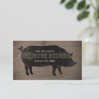 Country Pig Silhouette Rustikaler Stil Visitenkarte