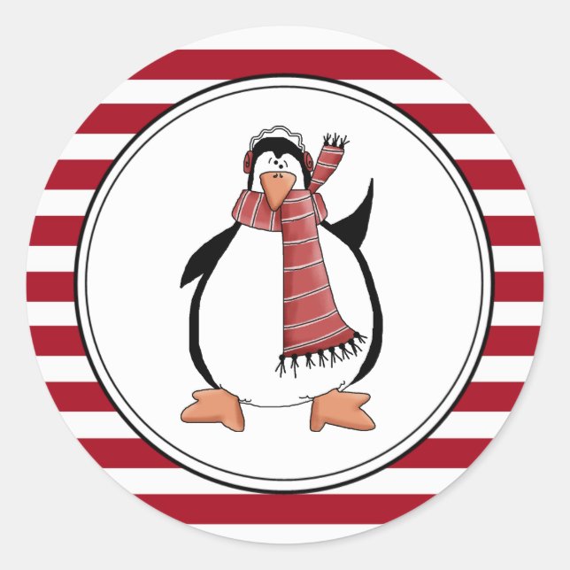 Country Pinguin Holiday Umschlag Aufkleber Sticker (Vorderseite)